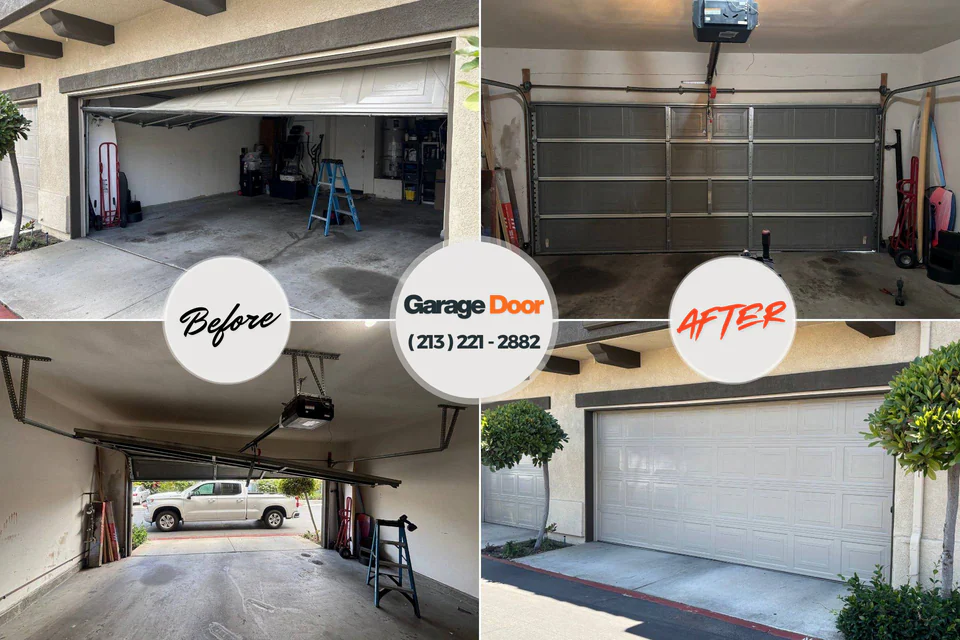 Before and after: garage door repair The Villages, FL